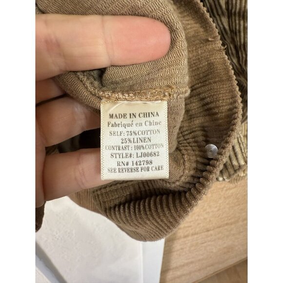 Love Riche Cheetah Corduroy Mixed Media Brown Cotton Linen Jacket Size Large - Picture 4 of 5